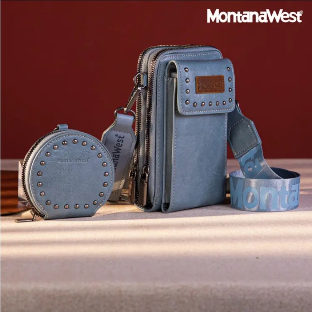 Montana West Light Blue Crossbody Bag Set with Coin Pouch